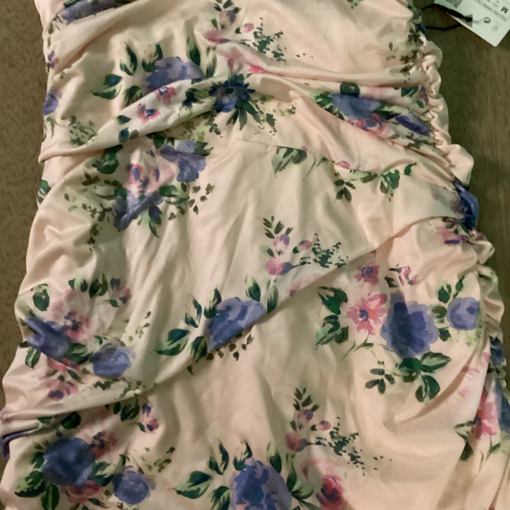 Zara Pink Floral Backless Halter Mini Dress Size Medium NWT - Picture 10 of 14